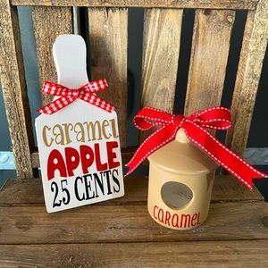 Fall tiered tray mini Rae Dunn inspired caramel birdhouse duo